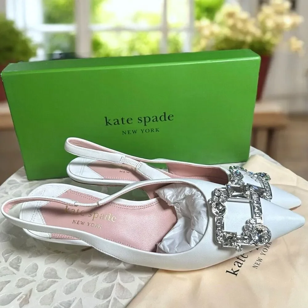 Kate Spade Renata Leather Embellished Slingback Pumps Wedding Shoes